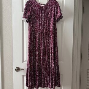 J. Crew Factory Puff-sleeve Tiered Midi Dress